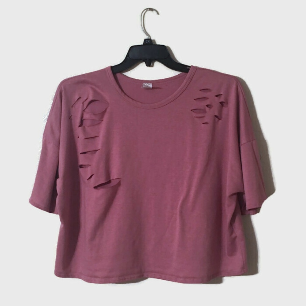 Plus Size Mauve Pink Crop Top 3X